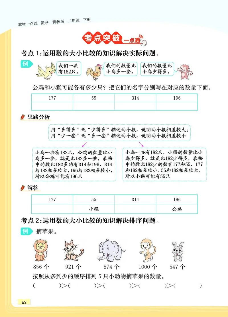 《教材一点通》数学2年级下册（JJ）_二年级上下册资料_小学二年级学习资料-25年更新版_2-04、小学二年级数学下册_2-4-2、练习题、作业、试题、试卷_冀教版_电子册类