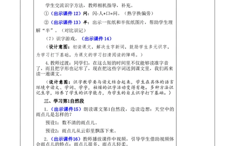 10雨点儿优质版教案_25秋七彩课堂统编版语文一年级上册教学资源包_七彩课堂统编版语文一年级上册教案_优质版教案_第八单元