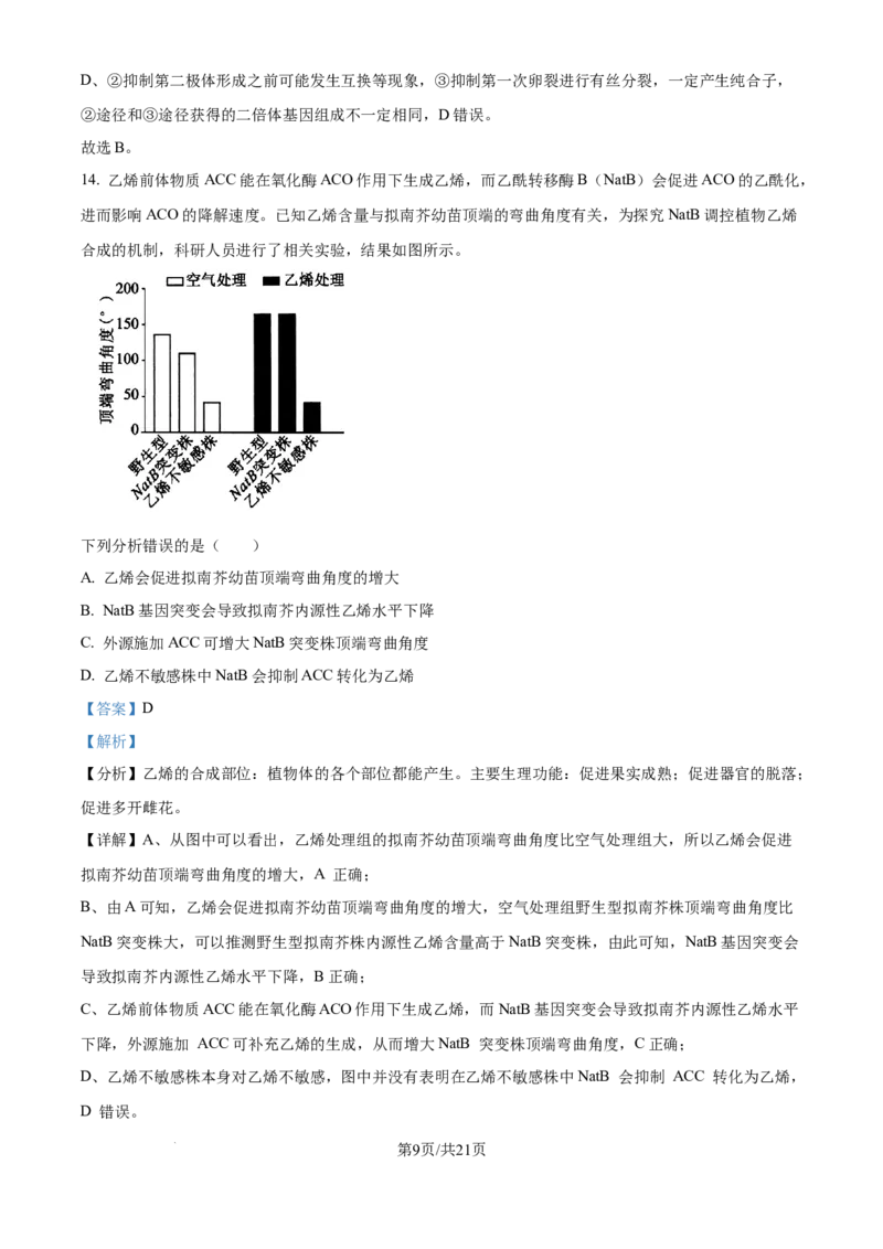 2024年高考生物试卷（福建）（解析卷）_生物历年高考真题_新&middot;Word版2008-2025&middot;高考生物真题_生物（按年份分类）2008-2025_2024&middot;高考生物真题