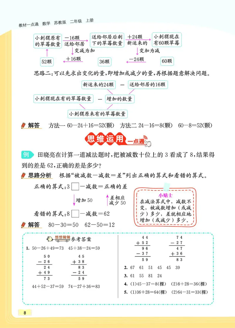 《教材一点通》数学2年级上册（SJ）_二年级上下册资料_小学二年级学习资料-25年更新版_2-03、小学二年级数学上册_2-3-2、练习题、作业、试题、试卷_苏教版_电子册类
