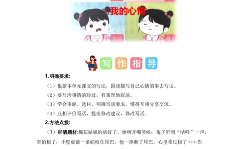 第八单元写话：我的心情（范文点评）-（统编版）_一年级语文下册（统编版）_单元写作能力提升_2024版