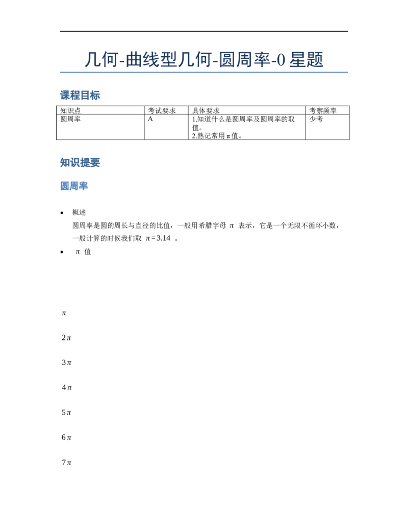 《几何》-曲线型-圆周率-0星题（含解析）全国通用版_小学数学母题大全一二三四五六年级上下册一题多解题母题解_《曲线型几何》（含详解）