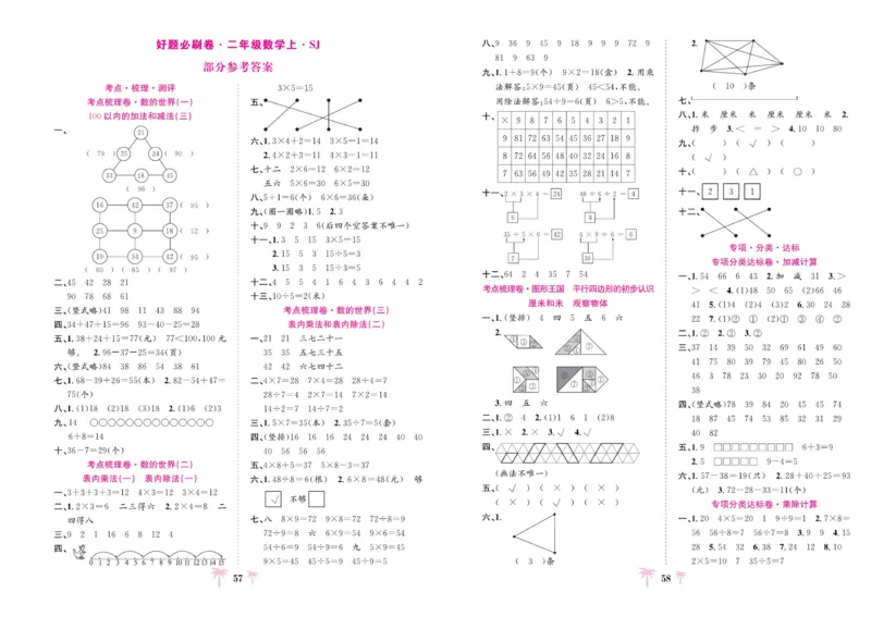 《好题必刷卷》数学2年级上册（SJ）_二年级上下册资料_小学二年级学习资料-25年更新版_2-03、小学二年级数学上册_2-3-2、练习题、作业、试题、试卷_苏教版_电子册类