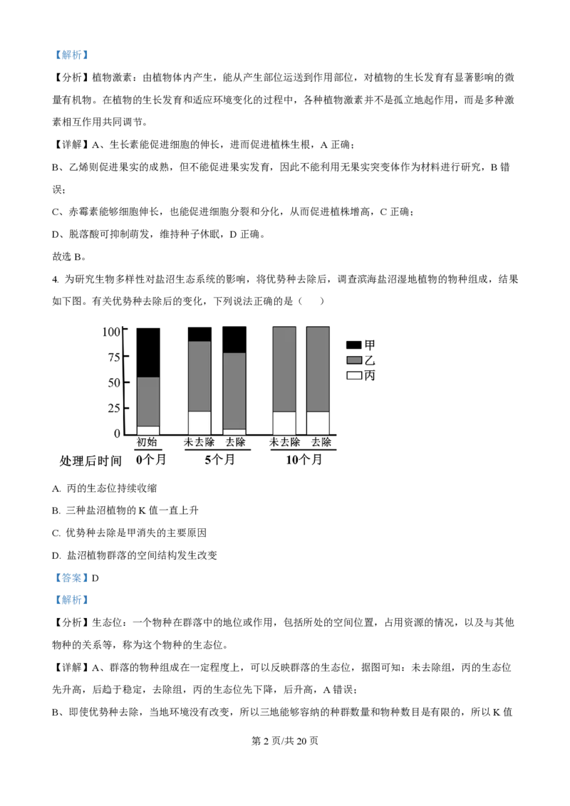 2024年高考生物试卷（天津）（解析卷）_生物历年高考真题_新&middot;PDF版2008-2025&middot;高考生物真题_生物（按年份分类）2008-2025_2024&middot;高考生物真题