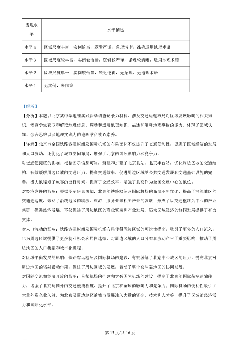 2024年高考地理试卷（北京）（解析卷）_地理历年高考真题_新&middot;PDF版2008-2025&middot;高考地理真题_地理（按年份分类）2008-2025_2024&middot;地理高考真题