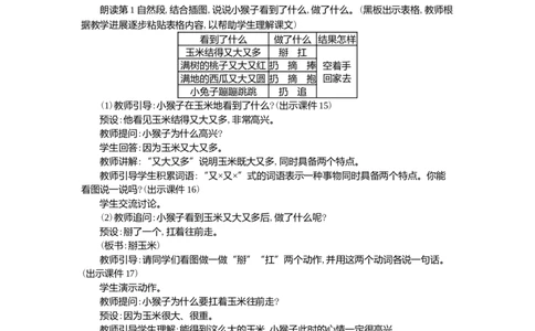 17小猴子下山精华版教案_一年级语文下册（统编版）_核心素养教案