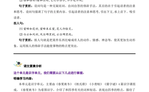 第一单元（知识清单）-（统编版&middot;2024）_一年级语文下册（统编版）_单元知识复习专项_2025版