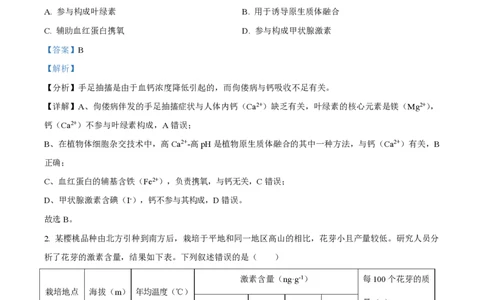 2025年高考生物试卷（陕晋青宁卷）（解析卷）_生物历年高考真题_新&middot;PDF版2008-2025&middot;高考生物真题_生物（按年份分类）2008-2025_2025&middot;高考生物真题