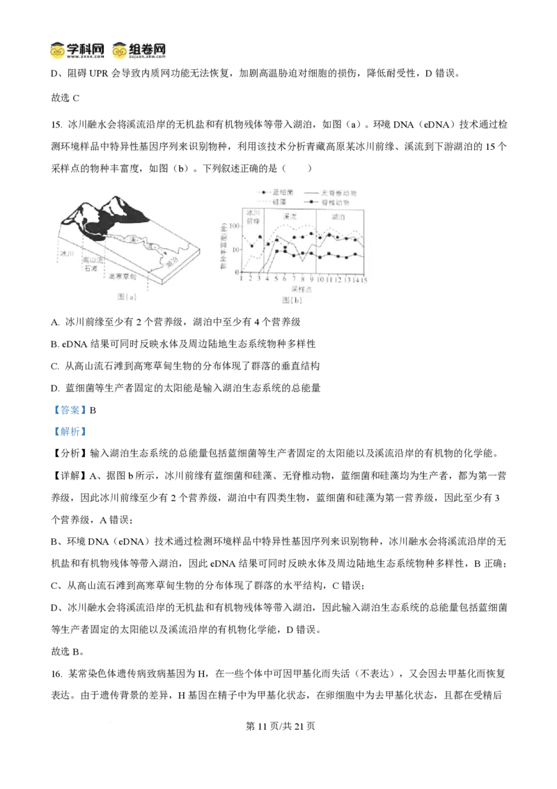 2025年高考生物试卷（陕晋青宁卷）（解析卷）_生物历年高考真题_新&middot;PDF版2008-2025&middot;高考生物真题_生物（按年份分类）2008-2025_2025&middot;高考生物真题