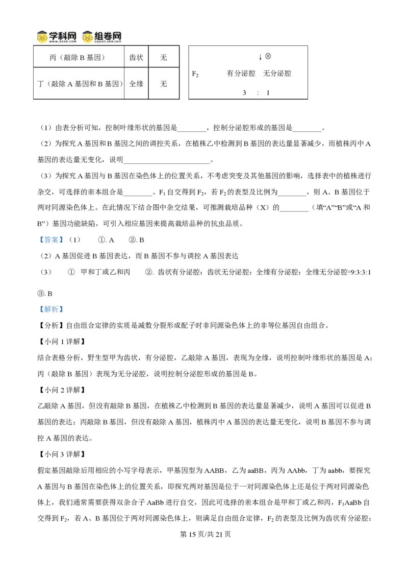 2025年高考生物试卷（陕晋青宁卷）（解析卷）_生物历年高考真题_新&middot;PDF版2008-2025&middot;高考生物真题_生物（按年份分类）2008-2025_2025&middot;高考生物真题