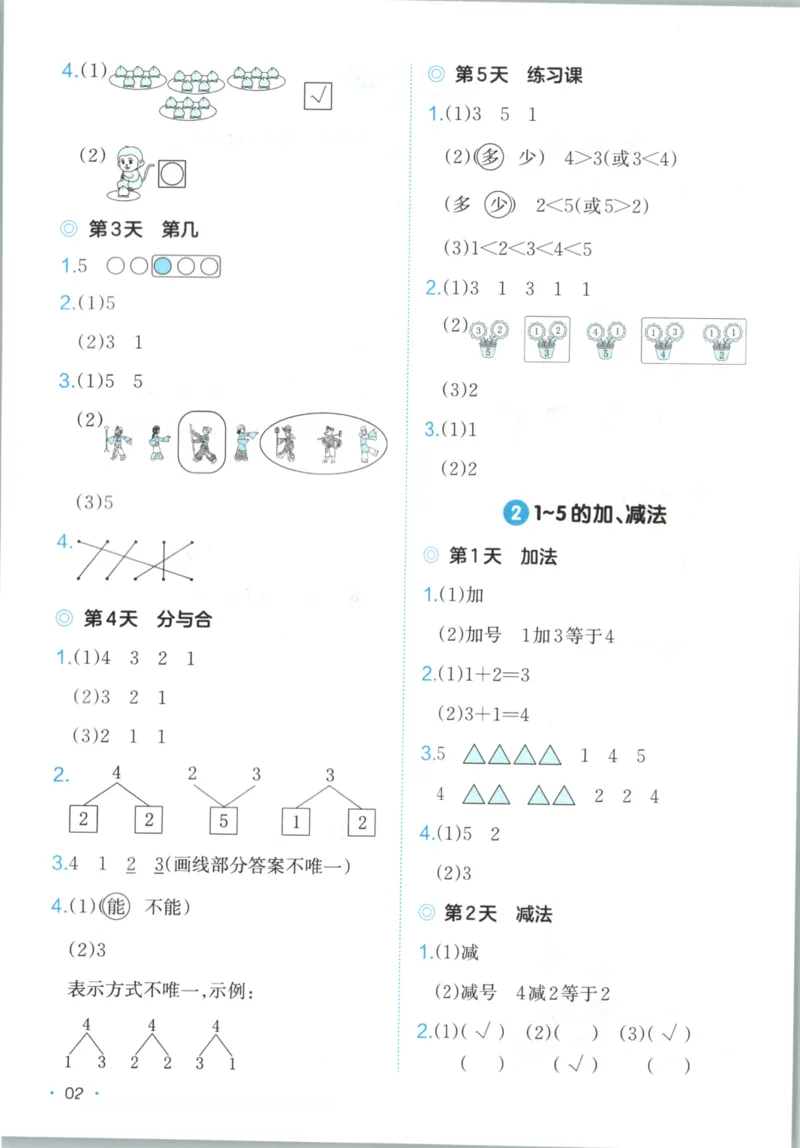 2025秋一本课后小练习数学1上RJ_25秋小学语数英习题试卷_数学_人教版_2025秋一本课后小练习1-6数学人教版