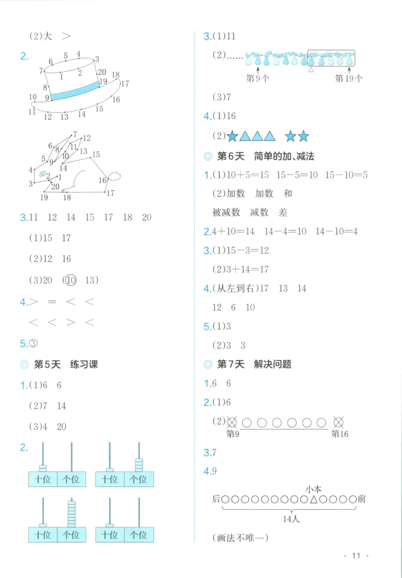 2025秋一本课后小练习数学1上RJ_25秋小学语数英习题试卷_数学_人教版_2025秋一本课后小练习1-6数学人教版