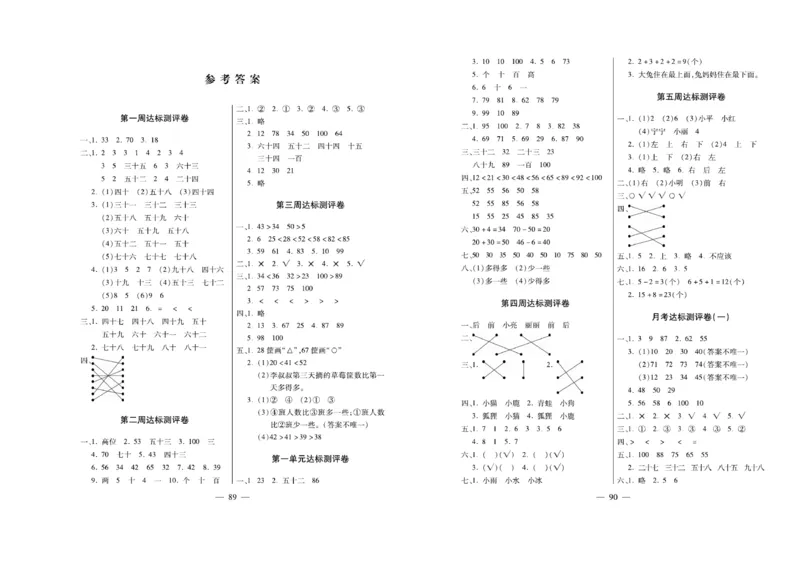 《必考100分卷》数学1年级下册（XS）_一年级上下册资料_小学一年级学习资料-25年更新版_1-04、小学一年级数学下册_1-4-2、练习题、作业、试题、试卷_西师版_电子册