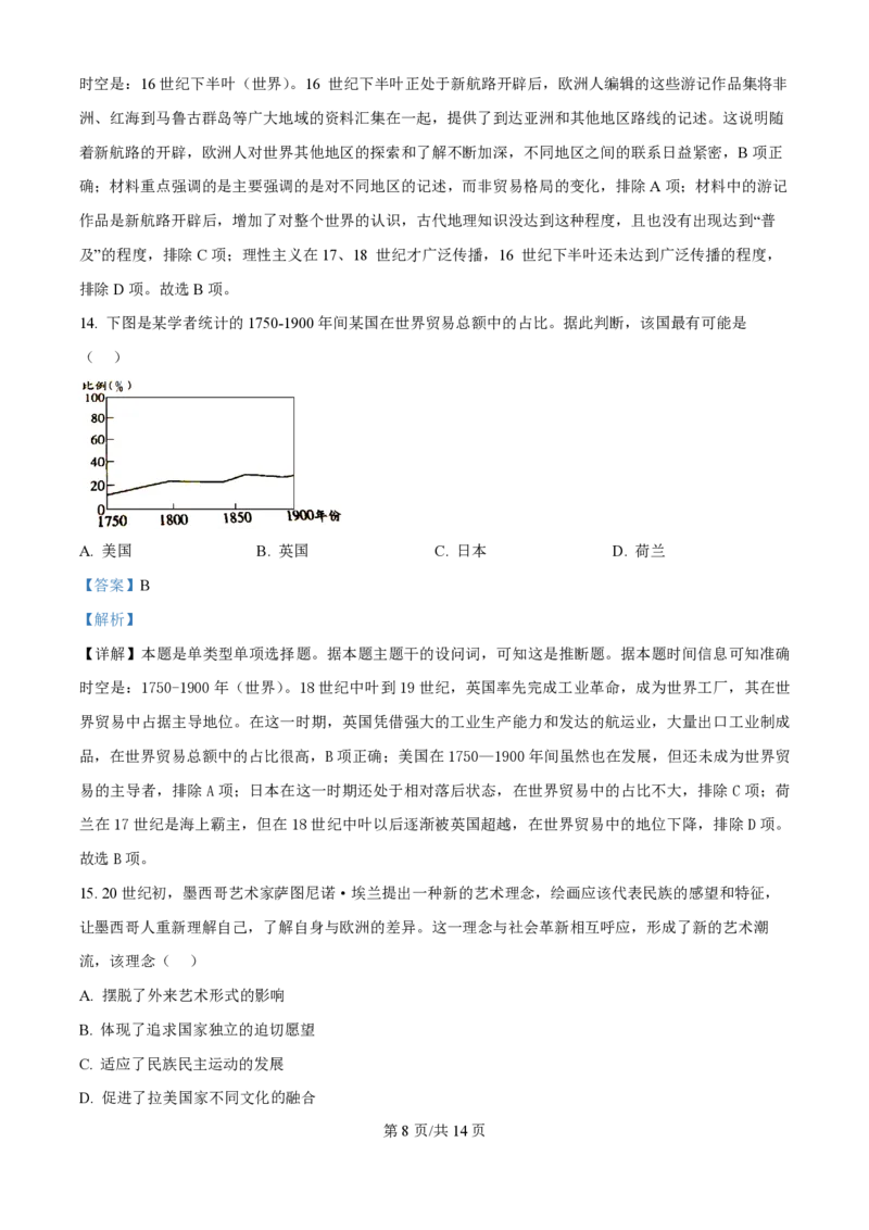 2024年高考历史试卷（贵州）（解析卷）_历史历年高考真题_新&middot;PDF版2008-2025&middot;高考历史真题_历史（按年份分类）2008-2025_2024&middot;历史高考真题
