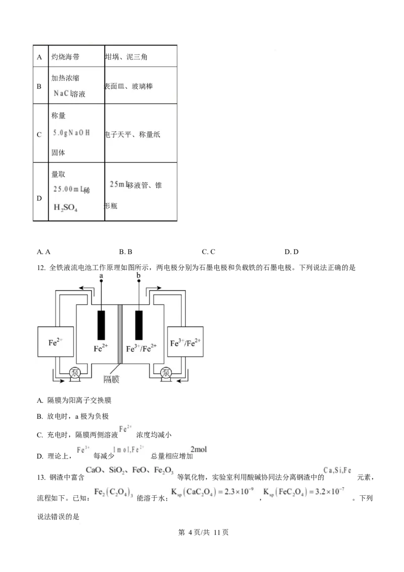 2025年高考化学试卷（山东卷）（空白卷）_历年高考真题合集_化学历年高考真题_新&middot;Word版2008-2025&middot;高考化学真题_化学（按年份分类）2008-2025_2025&middot;高考化学真题