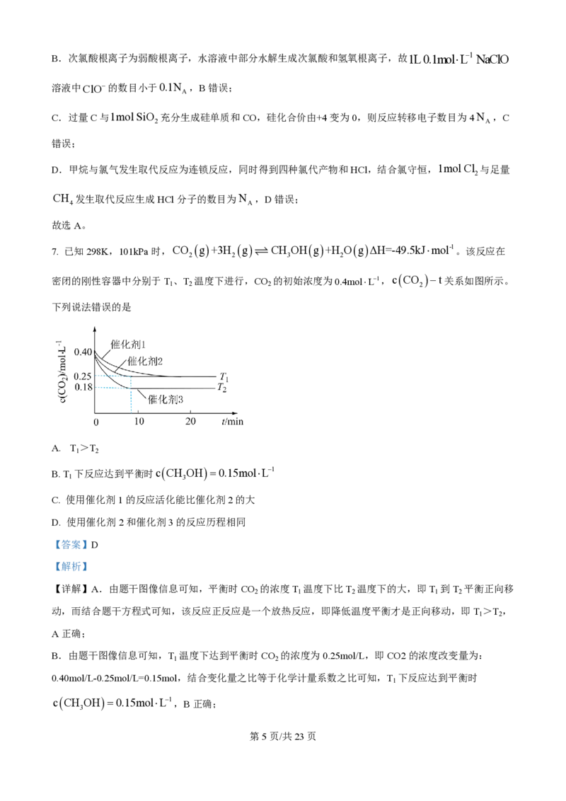 2024年高考化学试卷（海南）（解析卷）_历年高考真题合集_化学历年高考真题_新&middot;PDF版2008-2025&middot;高考化学真题_化学（按年份分类）2008-2025_2024&middot;高考化学真题