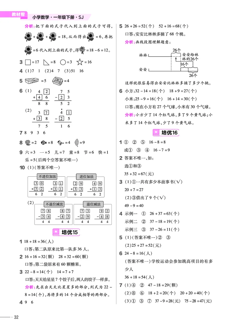 《培优练》24春数学1年级下册（XS）_一年级上下册资料_小学一年级学习资料-25年更新版_1-04、小学一年级数学下册_1-4-2、练习题、作业、试题、试卷_西师版_电子册
