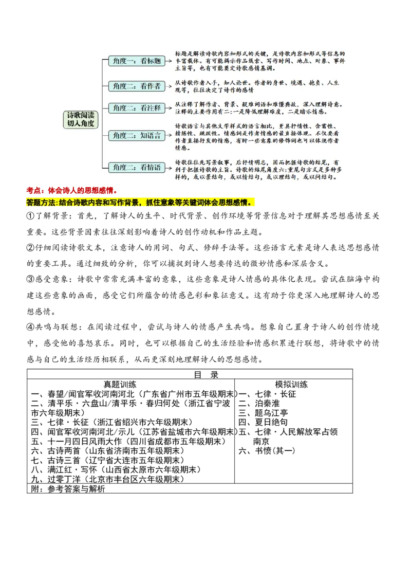 专题4爱国忧民诗小学语文古诗词专项训练（统编版）(学生版）-14页_一年级语文下册（统编版）_古诗词_2024年秋季念念不忘版