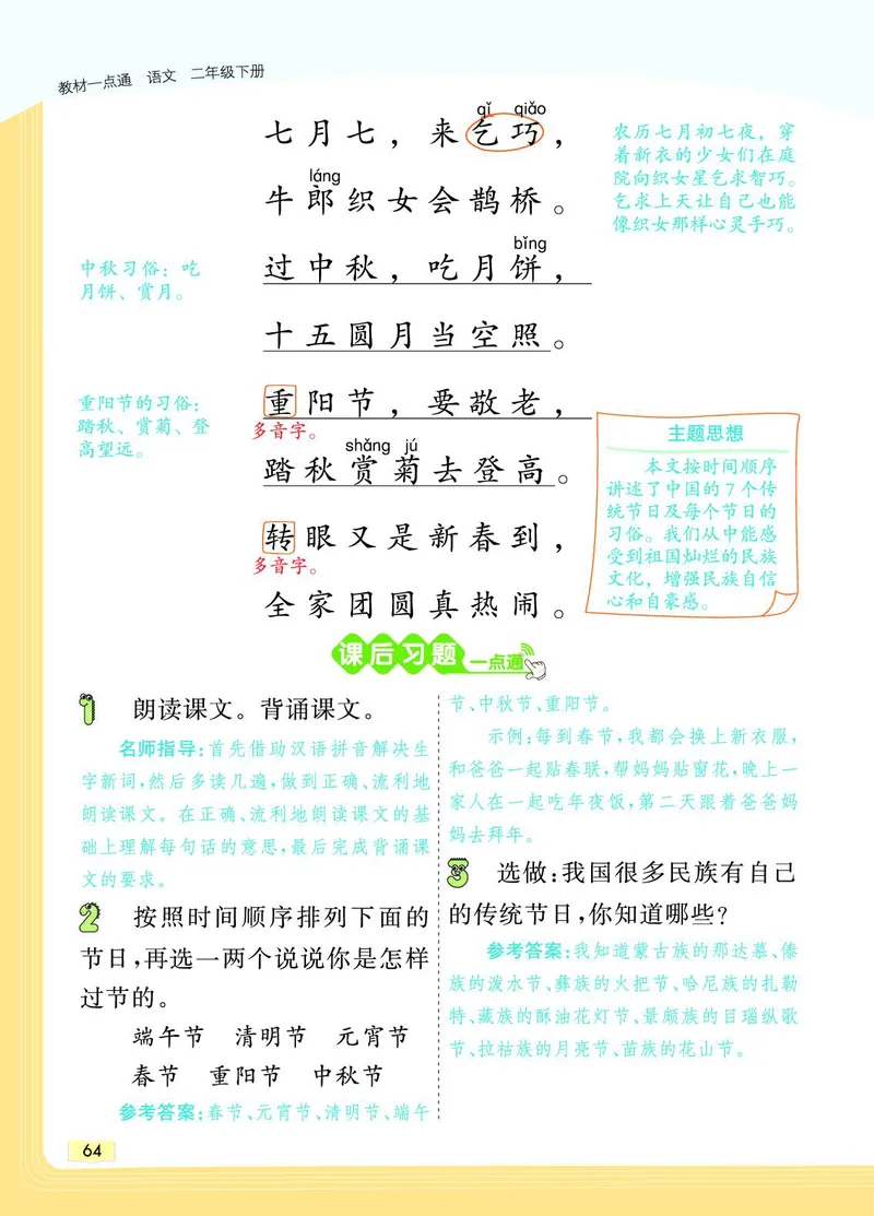 《教材一点通》语文2年级下册（RJ）_二年级上下册资料_小学二年级学习资料-25年更新版_2-02、小学二年级语文下册_2-2-2、练习题、作业、试题、试卷_电子册类_教材解读