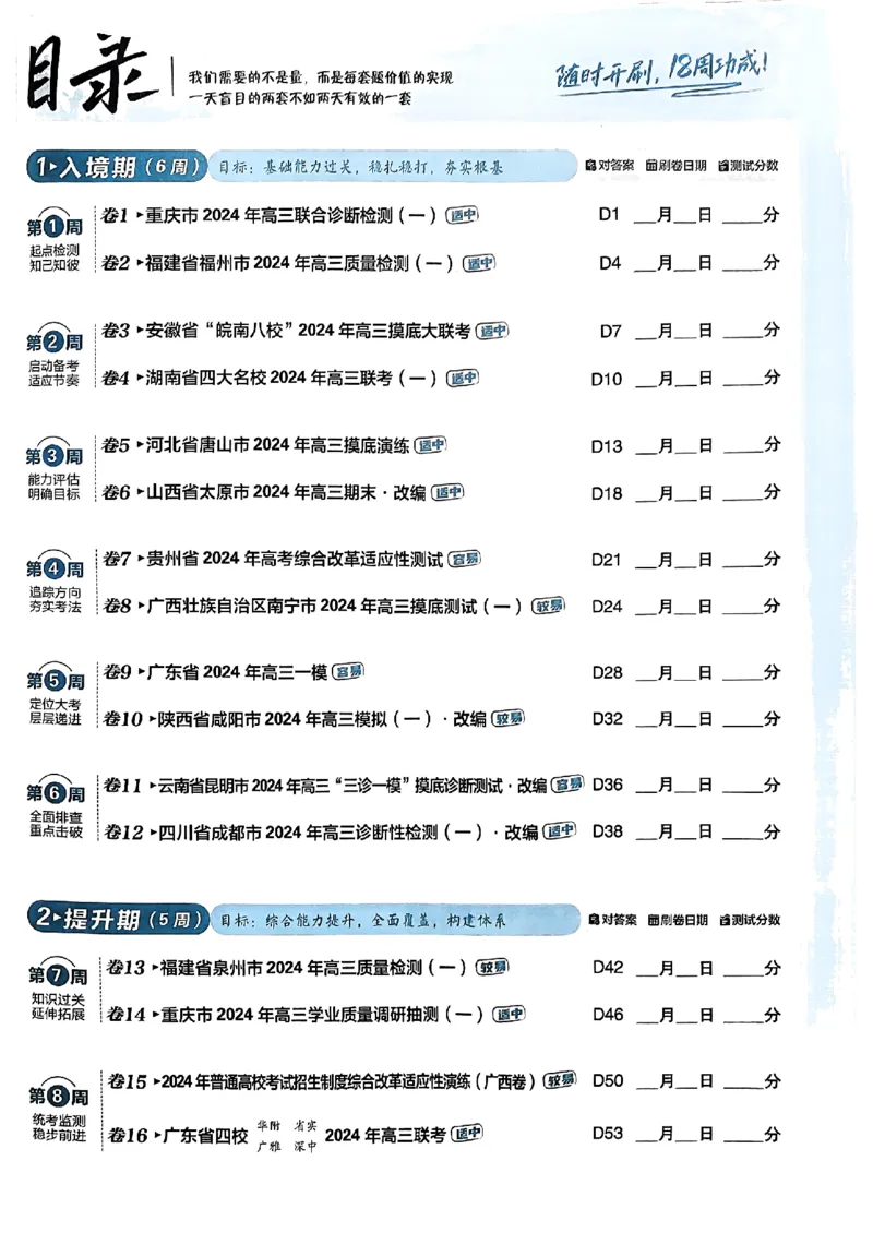 2025版高考必刷卷化学新高考版_2025高中教辅（后续还会更新新习题试卷）_《2025高考必刷卷》_化学
