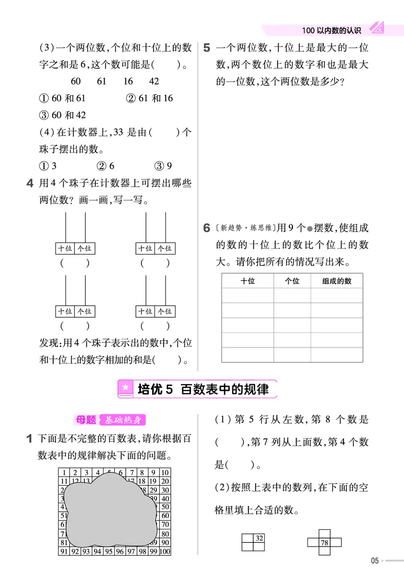 《培优练》数学课时-数学1年级下册（JJ）_一年级上下册资料_小学一年级学习资料-25年更新版_1-04、小学一年级数学下册_1-4-2、练习题、作业、试题、试卷_冀教版_电子册类