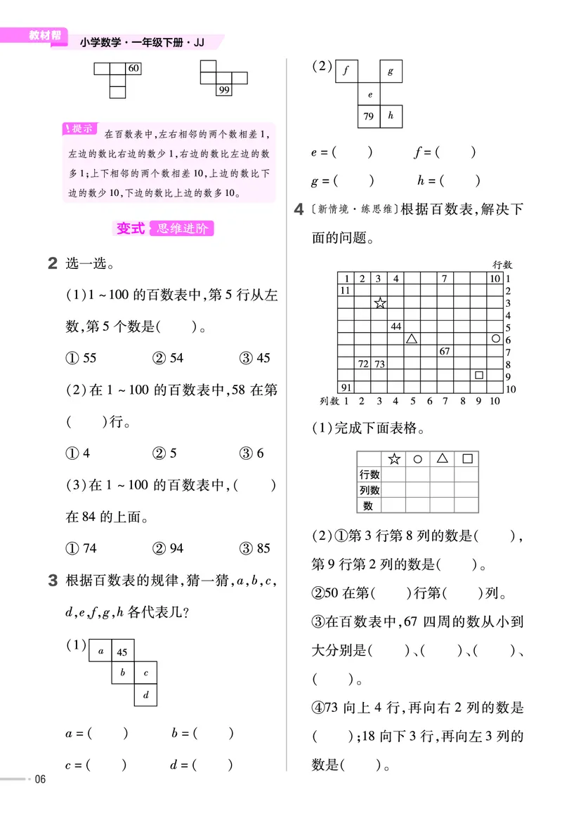 《培优练》数学课时-数学1年级下册（JJ）_一年级上下册资料_小学一年级学习资料-25年更新版_1-04、小学一年级数学下册_1-4-2、练习题、作业、试题、试卷_冀教版_电子册类