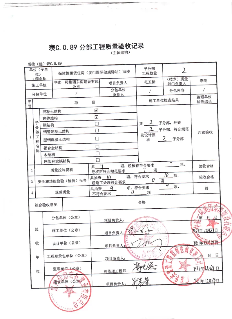 质量竣工验收记录_2021-2023年优秀施组方案_施工方案_方案17-保障性租赁住房（厦门国际健康驿站）-超常规双排落地式盘口外脚手架工程施工方案