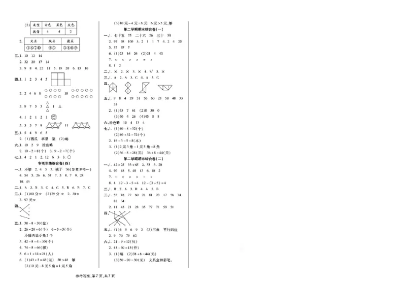 《同步各类测试卷》数学1年级下册（RJ）_一年级上下册资料_小学一年级学习资料-25年更新版_1-04、小学一年级数学下册_1-4-2、练习题、作业、试题、试卷_人教版_电子册