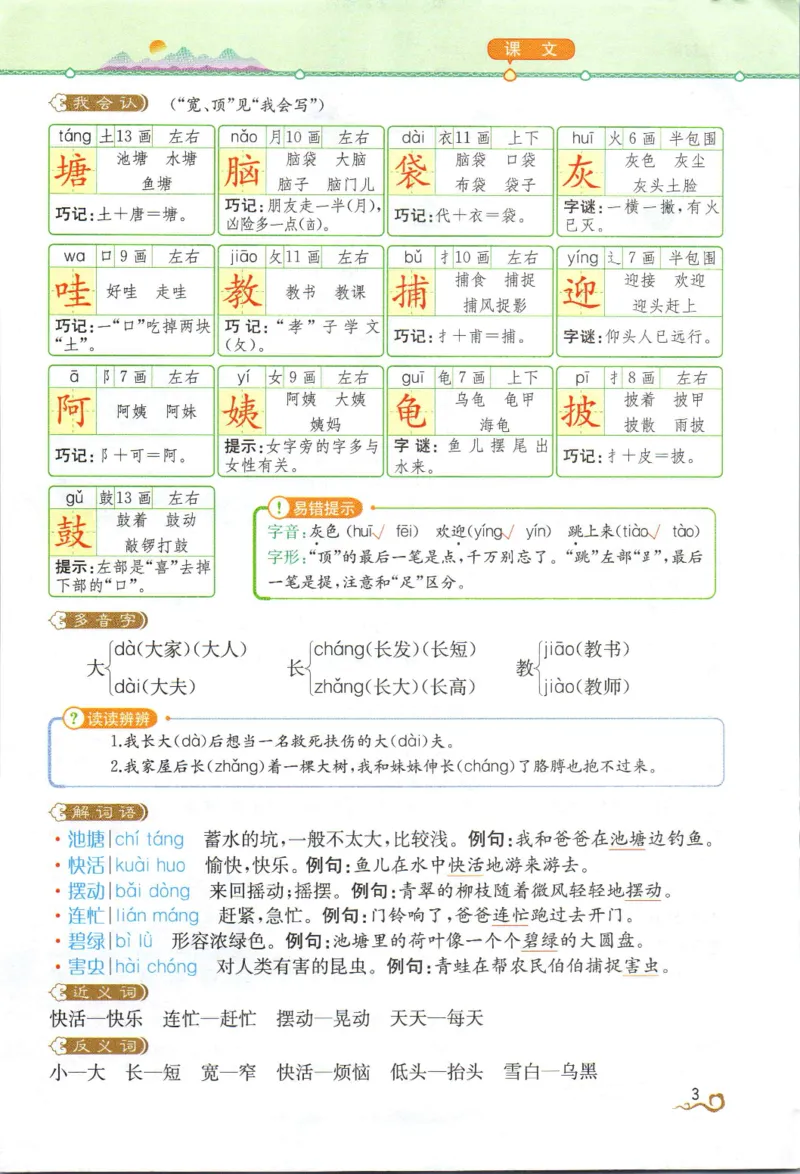 《教材解读》部编版语文2年级上册_二年级上下册资料_小学二年级学习资料-25年更新版_2-01、小学二年级语文上册_2-1-1、复习、知识点、归纳汇总_语文二（上）教材讲解+预习单