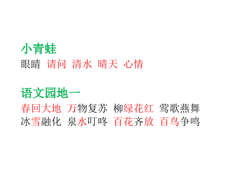 部编版一年级语文下册--课后(园地)词语及习题_一年级语文下册（统编版）_老课标资料_一下语文含教学视频_第一套_009-试题试卷word版可下载打印_总复习资料