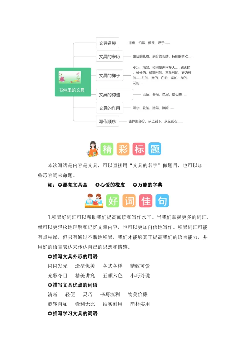 第五单元写话：书包里的文具（素材积累）（统编版）_一年级语文上册（统编版）_单元写作能力提升_老课标