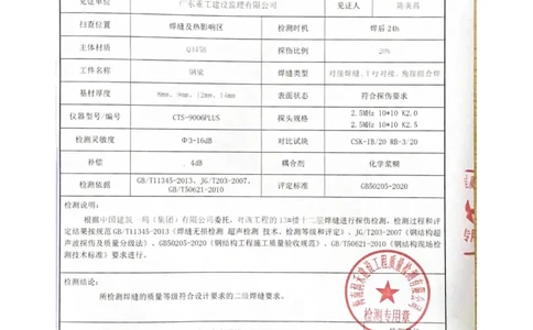 探伤检测报告_2021-2023年优秀施组方案_施工方案_方案03-保利秀英港项目1号地块四期-13#楼悬挑层施工工程专项施工方案_附件2：验收文件