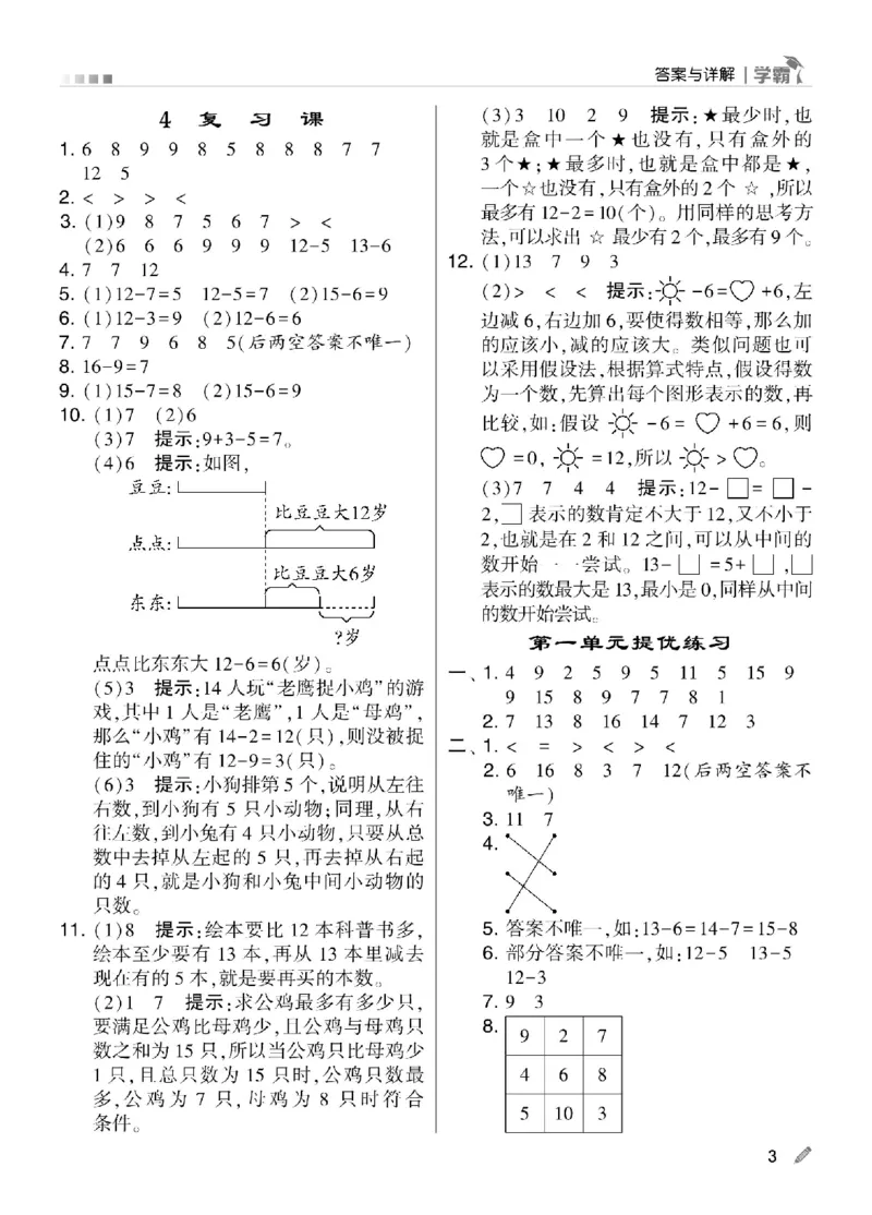 《学霸》数学课时-数学1年级下册（SJ）_一年级上下册资料_小学一年级学习资料-25年更新版_1-04、小学一年级数学下册_1-4-2、练习题、作业、试题、试卷_苏教版_电子册类