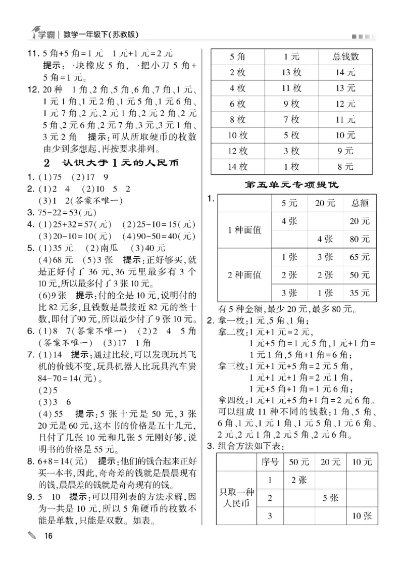《学霸》数学课时-数学1年级下册（SJ）_一年级上下册资料_小学一年级学习资料-25年更新版_1-04、小学一年级数学下册_1-4-2、练习题、作业、试题、试卷_苏教版_电子册类