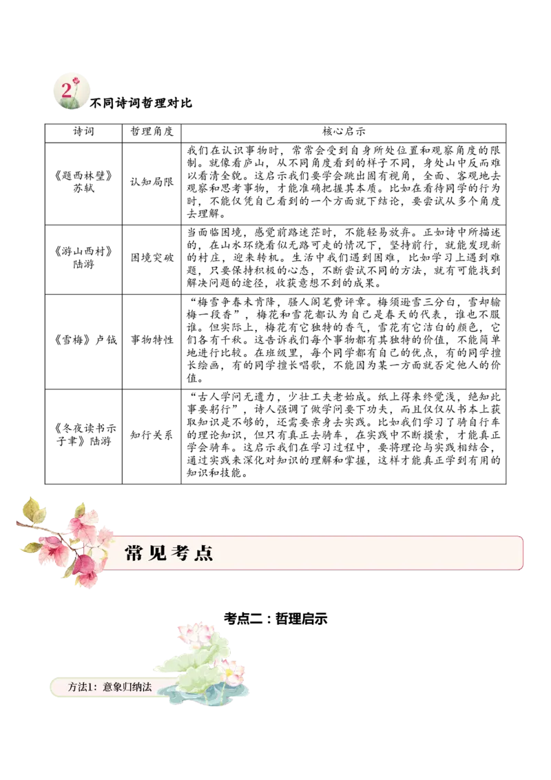 专题08哲思启智（哲理诗）考点二哲理启示古诗词阅读赏析专项训练（教师版）_一年级语文下册（统编版）_古诗词_2025年春季温暖升级版