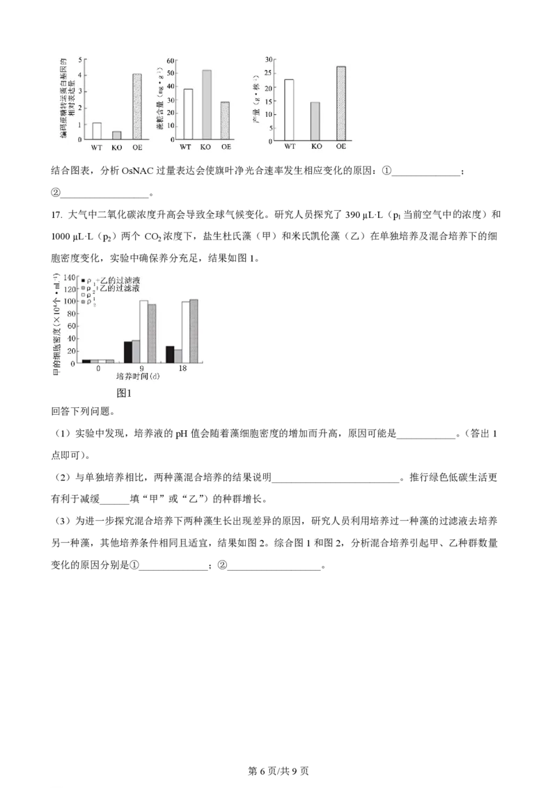 2024年高考生物试卷（安徽）（空白卷）_生物历年高考真题_新&middot;PDF版2008-2025&middot;高考生物真题_生物（按年份分类）2008-2025_2024&middot;高考生物真题