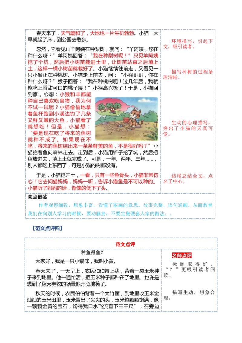 第七单元写话：听故事讲故事（范文点评）（统编版）_一年级语文下册（统编版）_单元写作能力提升_2025版