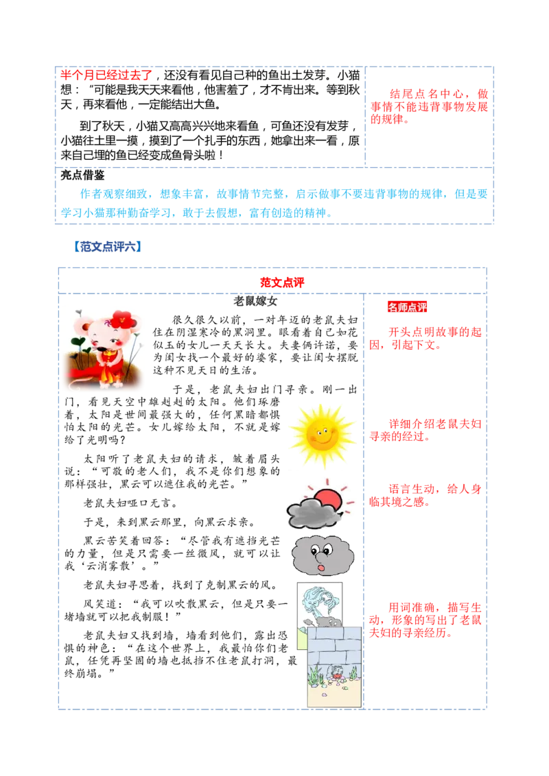 第七单元写话：听故事讲故事（范文点评）（统编版）_一年级语文下册（统编版）_单元写作能力提升_2025版