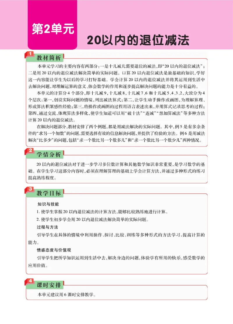 《教材巧解》数学1年级下册（RJ）_一年级上下册资料_小学一年级学习资料-25年更新版_1-04、小学一年级数学下册_1-4-2、练习题、作业、试题、试卷_人教版_电子册