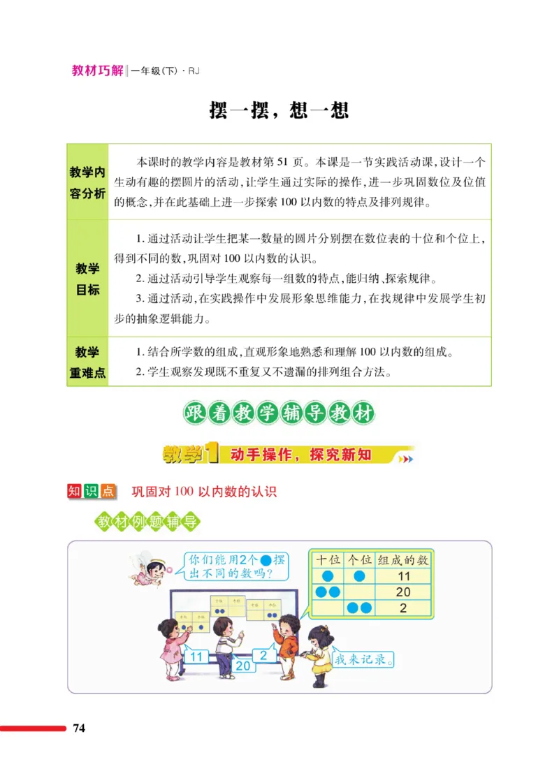 《教材巧解》数学1年级下册（RJ）_一年级上下册资料_小学一年级学习资料-25年更新版_1-04、小学一年级数学下册_1-4-2、练习题、作业、试题、试卷_人教版_电子册