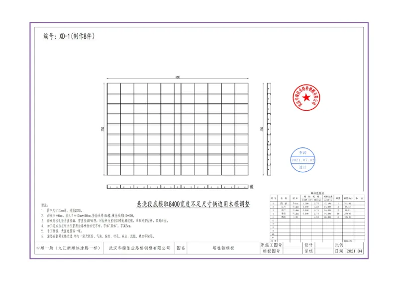 附件8：中建一局九江快速路挂篮图纸20210721-签字盖章_2021-2023年优秀施组方案_施工方案_方案11-新建快速路系统（一期)工程总承包（一标段）项目-矮塔斜拉桥安全专项施工方案