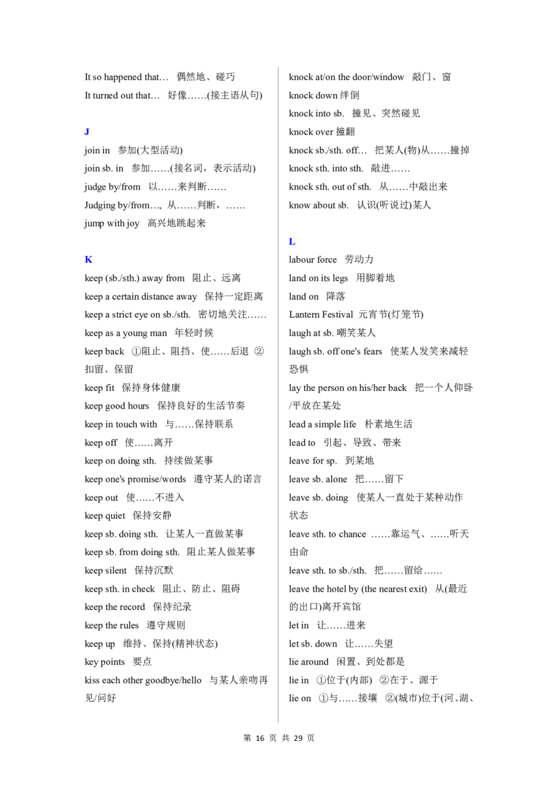 英语18高中英语重点短语汇总_S054高中英语备考必备学习资料包