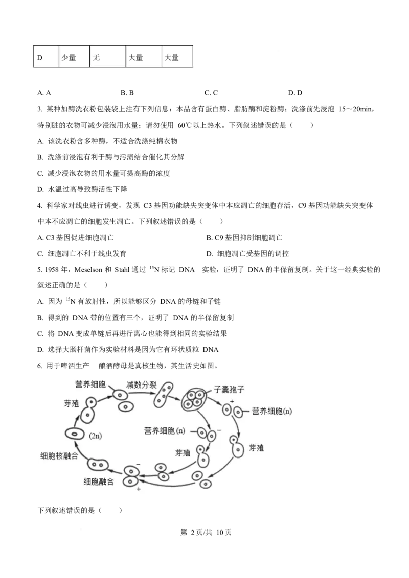2025年高考生物试卷（北京卷）（空白卷）_生物历年高考真题_新&middot;Word版2008-2025&middot;高考生物真题_生物（按年份分类）2008-2025_2025&middot;高考生物真题