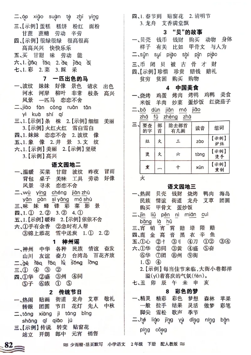 《王朝霞活页默写》24春语文2年级下册（RJ）_二年级上下册资料_小学二年级学习资料-25年更新版_2-02、小学二年级语文下册_2-2-2、练习题、作业、试题、试卷_电子册类