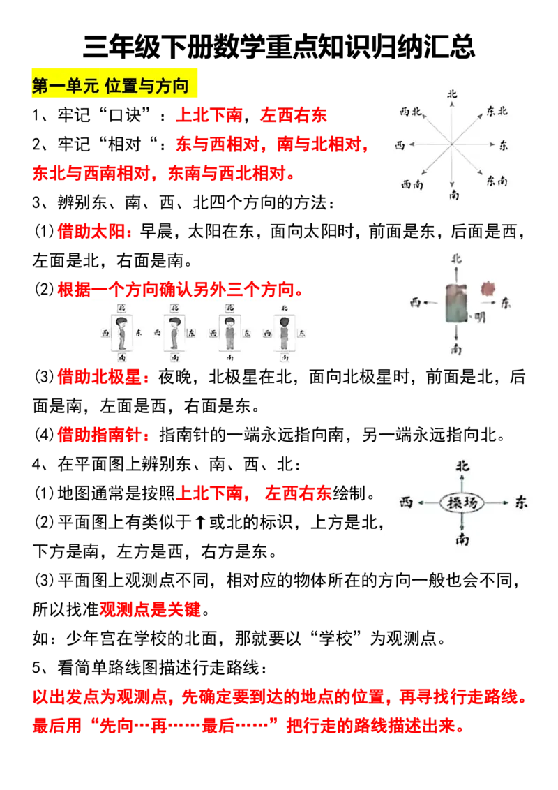 三年级下册数学重点知识归纳汇总_三年级上下册资料_小学三年级学习资料-25年更新版_3-04、小学三年级数学下册_3-4-1、复习、知识点、归纳汇总_通用
