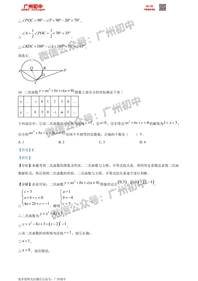 南沙区2023-2024学年九上期末数学答案解析_广州九上月考+期中+期末+一模二模+中考真题_2023-2024广州各区九上期末统考真题带答案_南沙区