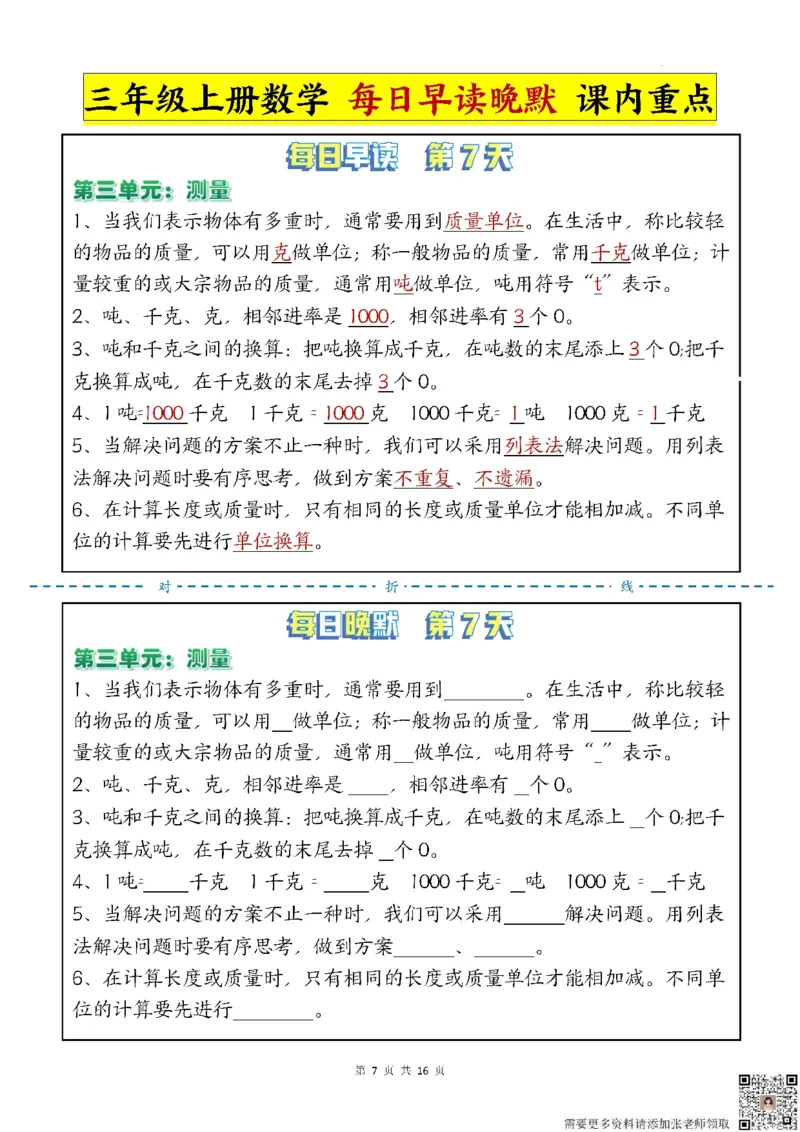 三年级上册数学每日晨读晚默-重点知识点人教版(1)_三年级上下册资料_三年级上册小红书同款资料_三年级(1)