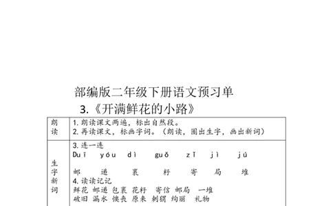 二年级下册语文一二单元预习单_二年级上下册资料_小学二年级学习资料-25年更新版_2-02、小学二年级语文下册_2-2-1、复习、知识点、归纳汇总
