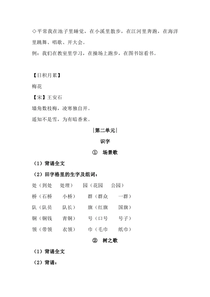 二（上）语文期中1-4单元每课复习重点_二年级上下册资料_小学二年级学习资料-25年更新版_2-01、小学二年级语文上册_2-1-1、复习、知识点、归纳汇总_精品重点知识总汇