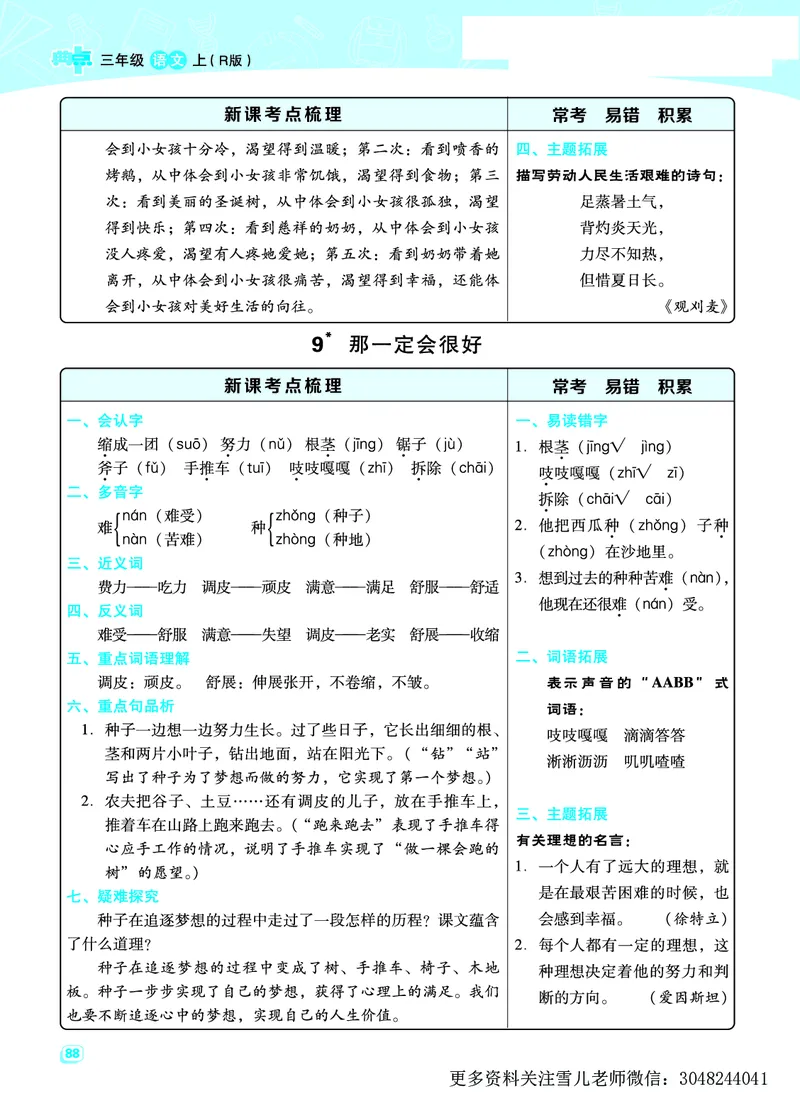 三（上）语文期末每一课重考点梳理（全册）_三年级上下册资料_小学三年级学习资料-25年更新版_3-01、小学三年级语文上册_3-1-1、复习、知识点、归纳汇总_语文三（上）重点总汇